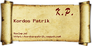 Kordos Patrik névjegykártya